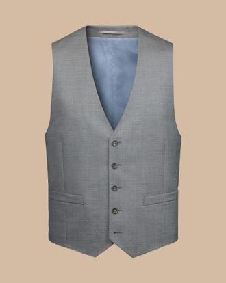 CHARLES TYRWHITT Ultimate Performance Sharkskin Suit Waistcoat - Grey Size w44 by Charles Tyrwhitt