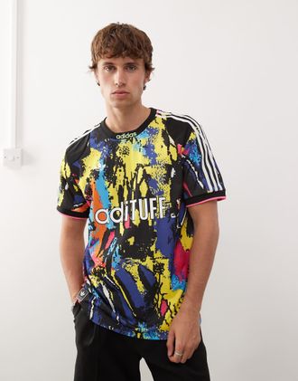adidas Originals Archive - T-shirt con stampa multicolore e giallo acceso