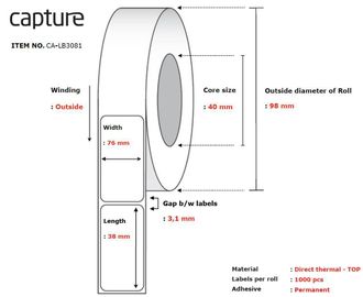 Capture By Hollywood Made Capture Ca-lb3081 Etiqueta De Impresora Blanco