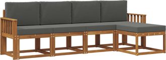 vidaXL Conjunto De Sof&aacute;s De Exterior 5 Uds. Natural Y Antracita Vidaxl