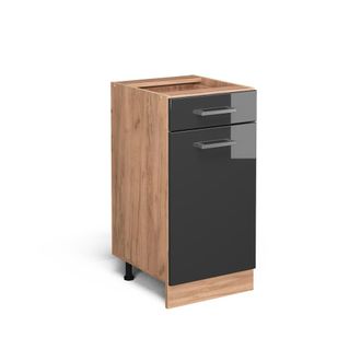 Vicco Mueble Bajo De Cocina R-line, Antracita Alto Brillo, 40 Cm Sin Encimera
