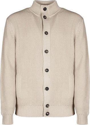 FILIPPO DE LAURENTIIS button ribbed cardigans - Neutrals