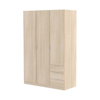 Dmora Dmora - Guardarropa Dnespol, Armario Dormitorio Con 3 Puertas Y 3 Cajones, Mueble Con 3 Baldas Y Barra Perchero, 121x52h180 Cm, Roble