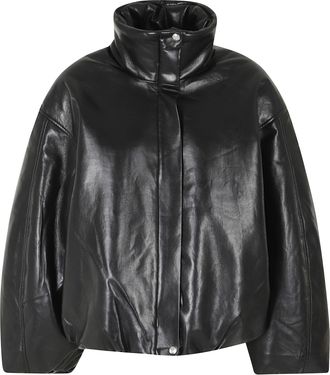 Anine Bing Black Cyrus Cropped Recycled Leather Jacket