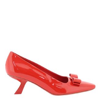 Ferragamo Anz Patent Leather Vara Bow Pumps, Size 7 C