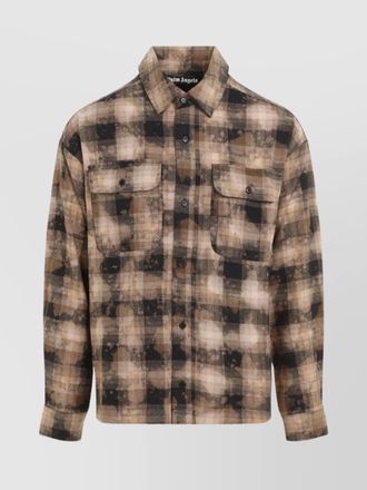 Palm Angels curved hem logo check shirt