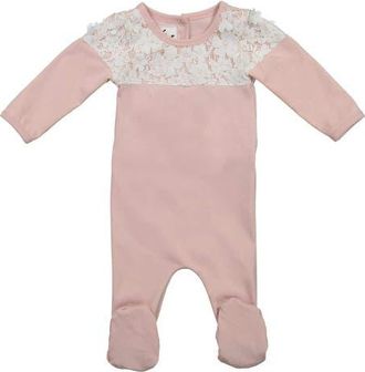 Maniere Lace Yoke Footie in Mauve at Nordstrom, Size 18M