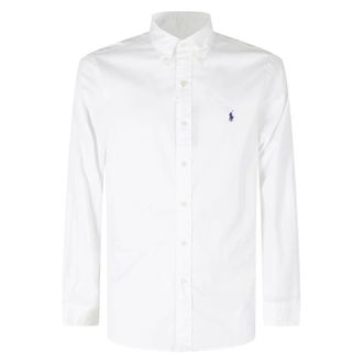 Polo Ralph Lauren Formal Shirts, male, White, Size: 2XL Custom Fit Cotton Shirt