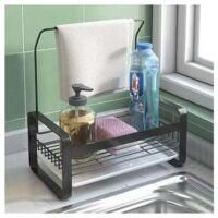 OEM Soporte Para Esponjas De Fregadero De Acero Inoxidable Con Barra Para Toallas, Panel Extra&iacute;ble Para Guardar Cepillos De Cocina, Esponjas Y Jab&oacute;n Para 