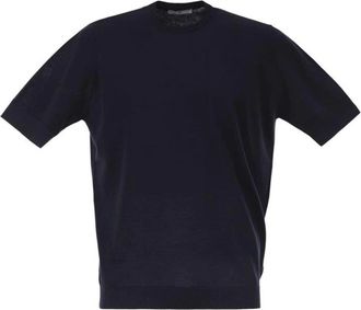 Pantaloni Torino T-shirt in maglia di cotone con finiture a coste - - Tops - Uomo - Blu - XL