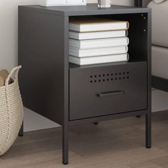 vidaXL Comodino Nero 36x39x50,5 cm in Acciaio - Vidaxl