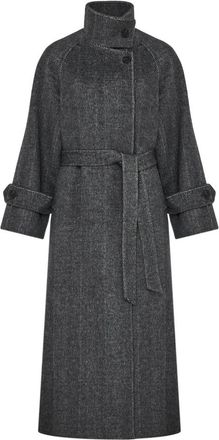 Cesare Gaspari Highland Mist Coat - Dames - Jas met riem - Grijs - M - Wol - Jassen