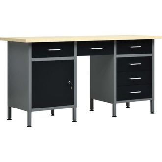 vidaXL Vidaxl - Banco De Trabajo De Acero Negro 160x60x85 Cm
