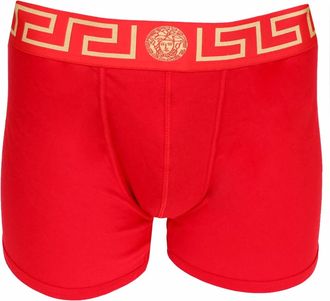 Versace Mens Long Trunk With Greca Border In Red/gold