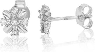 Vir Jewels 1/5 cttw Round Lab Grown Diamond Stud Earrings Flower Shaped.925 Sterling Silver Prong Set