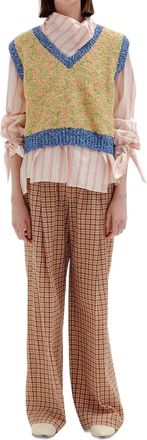 EENK Siki Trimmed Knit Vest In Yellow/blue Multi