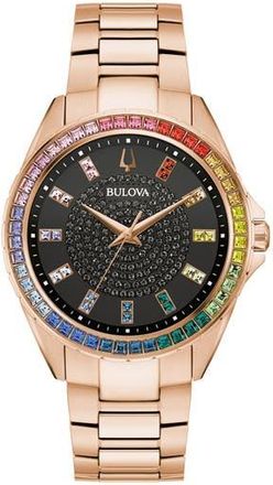 Bulova Phantom Crystal Quartz Bracelet Watch, 40mm x 12.7mm in Gold at Nordstrom Rack