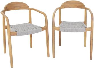 Sweeek Sweeek - Set of 2 acacia wood armchairs with resin seat, Cerina, Beige, 55.5x55x79 cm