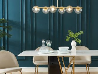 Vente-Unique Hanging Lamp In Brushed Brass With 6 Glass Globes - L. 98 Cm - YUKON in Gold