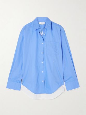 Victoria Beckham Camicia In Popeline Di Cotone A Strati - Blu