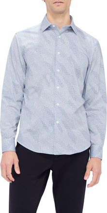 Bugatchi Jimmy OoohCotton Abstract Print Button-Up Shirt in Air Blue at Nordstrom, Size Xxx-Large