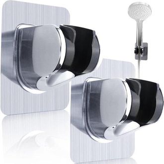 No Brand Juego De 2 Soportes Desmontables Y Ajustables Para Cabezal De Ducha Con Ventosa, No Requiere Perforaci&oacute;n, Adhesivo, Para Barra De Ducha, Manguera