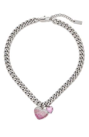 Marc Jacobs Heart Balloon Pav&eacute; Necklace in Silver/Rose at Nordstrom