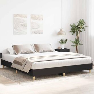 Berkfield Home Durable Bed Frame without Mattress Black 180x200cm Engineered Wood | Size: Super King