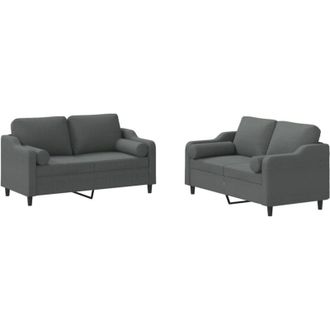 vidaXL Vidaxl - Juego De Sof&aacute;s Con Cojines 2 Piezas Tela Gris Oscuro