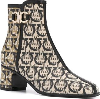 Ferragamo Gancini Print Leather Bootie