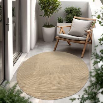 Paco Home Paco Home Alfombra Exterior Interior Balc&oacute;n Terraza Alfombra Cocina Monocolor Jaspeado &Oslash; 160 Cm Redon, Naturaleza