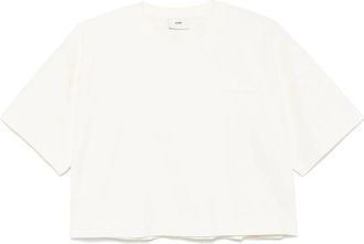 Autry Wit Crew Neck Logo Patch T-shirt - Dames - T-shirts - Wit - M - Katoen - Tops