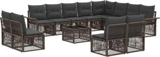 vidaXL Conjunto De Sof&aacute;s De Jard&iacute;n 13 Uds. Gris Rat&aacute;n Sint&eacute;tico Vidaxl