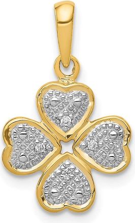 Diamond2Deal 14k Yellow Gold Diamond Four Leaf Clover Pendant