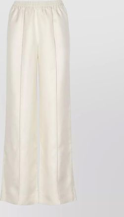 Loulou Studio silk wide leg trousers side embroidery