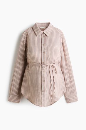 H&M MAMA Before & After Musselinbluse - Beige/Gestreift