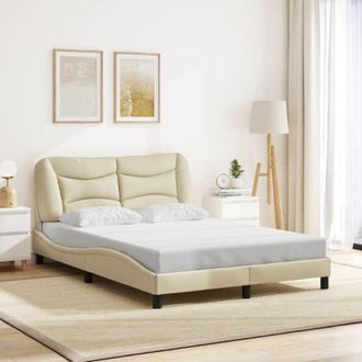 vidaXL Cama Sin Colch&oacute;n Tela Color Crema 140x190 Cm Vidaxl