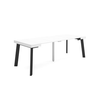 Skraut Home Mesa Consola Extensible, Mesa Comedor Plegable, 220, Para 10 Comensales, Patas De Madera, Estilo Moderno, Blanco - Skraut Home