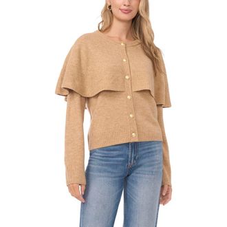 Vince Camuto Cape Detail Cardigan in Latte Heather at Nordstrom Rack, Size Xx-Large
