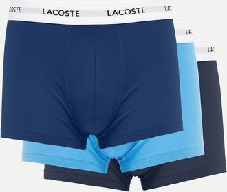 Lacoste Mens Lacoste 3-Pack Duo Waistband Stretch Cotton Mens Trunks - Methylene/Argentine Blue-Navy Blue 9CI - Size: 33/32/32