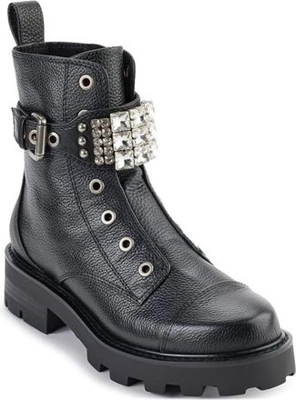 Karl Lagerfeld Maeva Boots Womens Black Leather Ankle Strap LION575