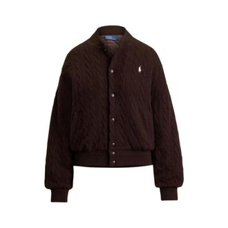 Ralph Lauren Jassen, Dames, Bruin, S, Wol, Cable-Knit Bomberjack