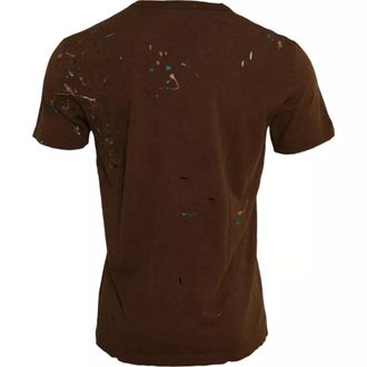 Dolce & Gabbana Brown Color Splash Cotton Crew Neck Mens T-shirt