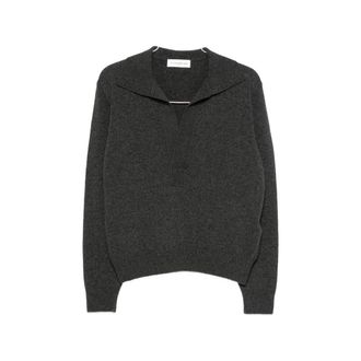 Victoria Beckham Polo-collar V-neck Wool Sweater
