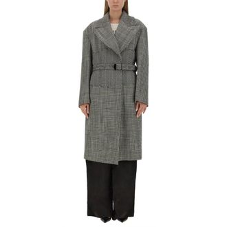 Tom Ford Belted Coats, female, Multicolor, S, Patchwork Wool Belted Coat
