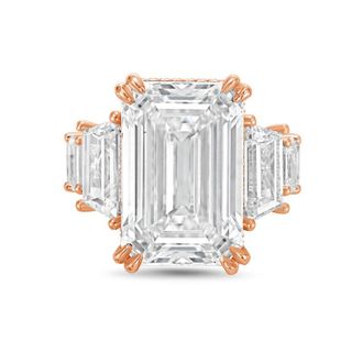 Diana M. Jewels 18kt Rose gold Lab grown 15ct Emerald Cut Diamond hidden halo fashion ring