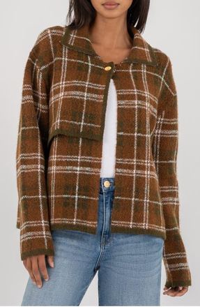 Kut from the Kloth Gemma Plaid Sweater Jacket in Brown at Nordstrom, Size Small