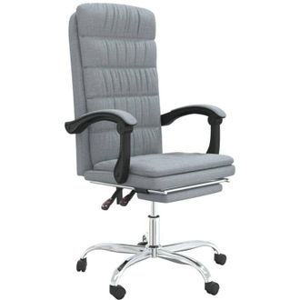 vidaXL Silla De Oficina Reclinable De Tela Gris Claro Vidaxl