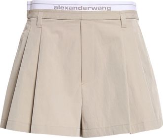 Alexander Wang Pleated High Waist Shorts in Stone at Nordstrom, Size 10