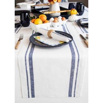 Solino Home Linen Table Runner for Dining Table, Holiday and Everyday Table Decor - French Stripe in Navy And White at Nordstrom, Size Xx-Small